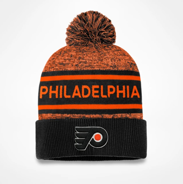 Philadelphia Flyers zimní čepice Authentic Pro Rink Heathered Cuffed Pom Knit