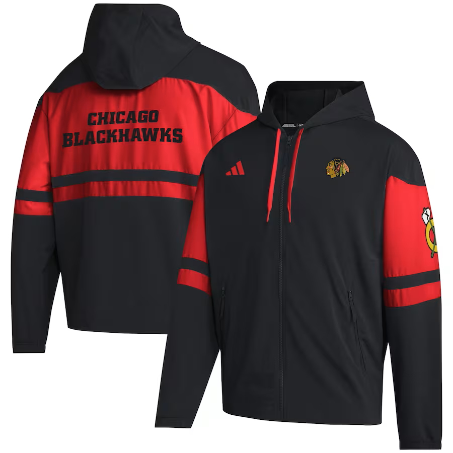 Chicago Blackhawks pánská bunda s kapucí adidas Full-Zip Hoodie - Black