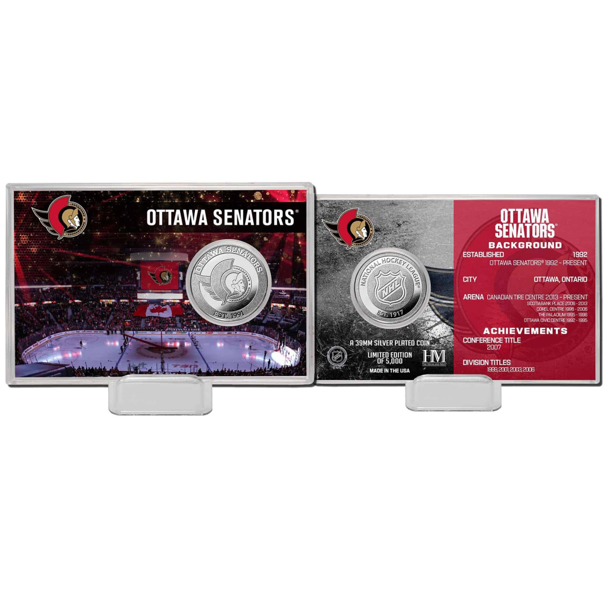 Ottawa Senators sběratelská mince History Silver Coin Card Limited Edition od 5000