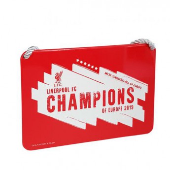 FC Liverpool cedule na zeď Champions Of Europe Bedroom Sign