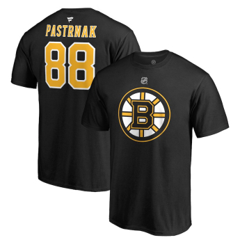 Boston Bruins pánské tričko black #88 David Pastrňák Stack Logo Name & Number
