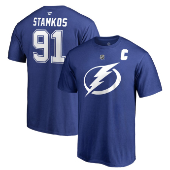 Tampa Bay Lightning pánské tričko blue #91 Steven Stamkos Stack Logo Name & Number