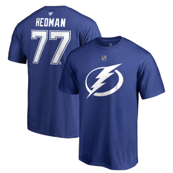 Tampa Bay Lightning pánské tričko blue #77 Victor Hedman Stack Logo Name & Number
