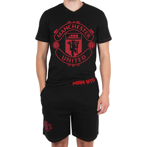 Manchester United pánské pyžamo Short Crest black 48810