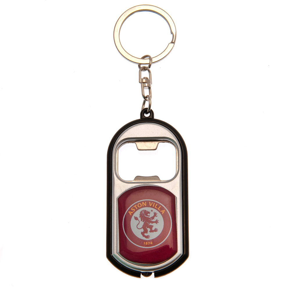 Aston Villa klíčenka s otvírákem Keyring Torch Bottle Opener red