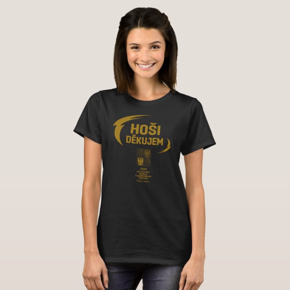 Hokejové reprezentace dámské tričko Ice Hockey World Championship Czechia MS 2024 GOLD EDITION Black
