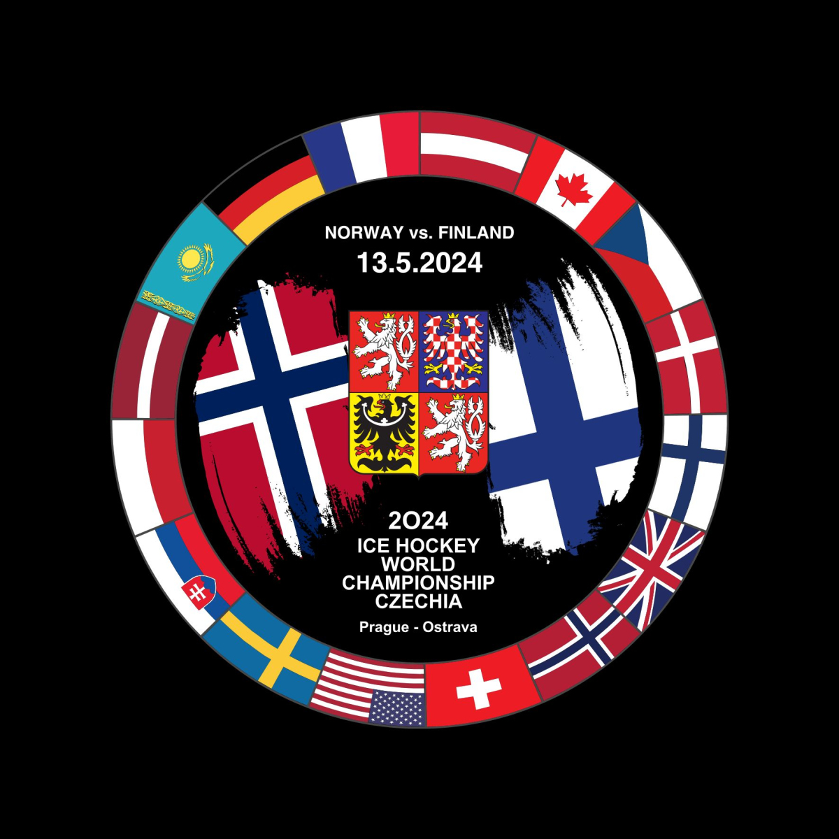 Hokejové reprezentace puk Ice Hockey World Championship Czechia MS 2024 Dueling 13.5.2024 Norway vs. Finland