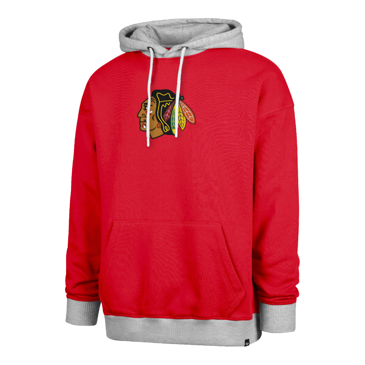 Chicago Blackhawks pánská mikina s kapucí 47 Patch Drop Shoulder Hood red