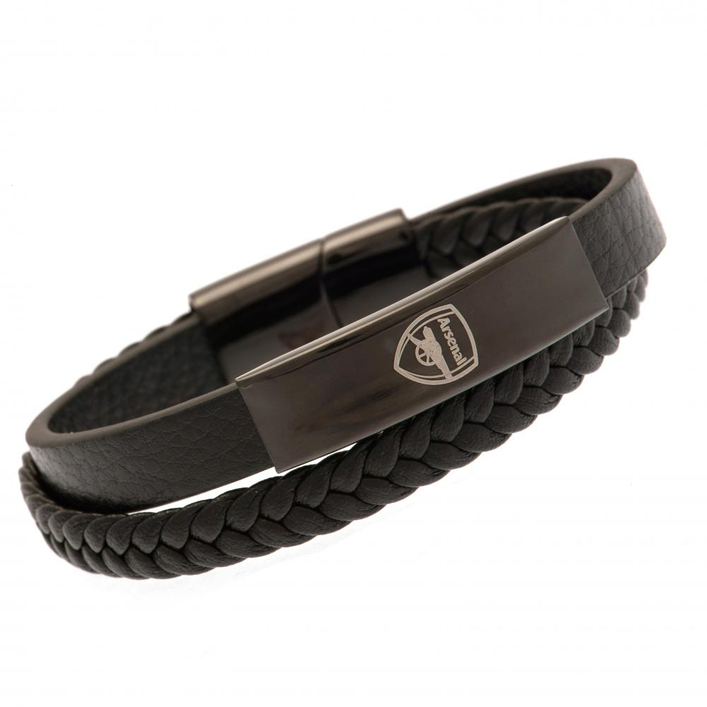 FC Arsenal kožený náramek Black IP Leather Bracelet