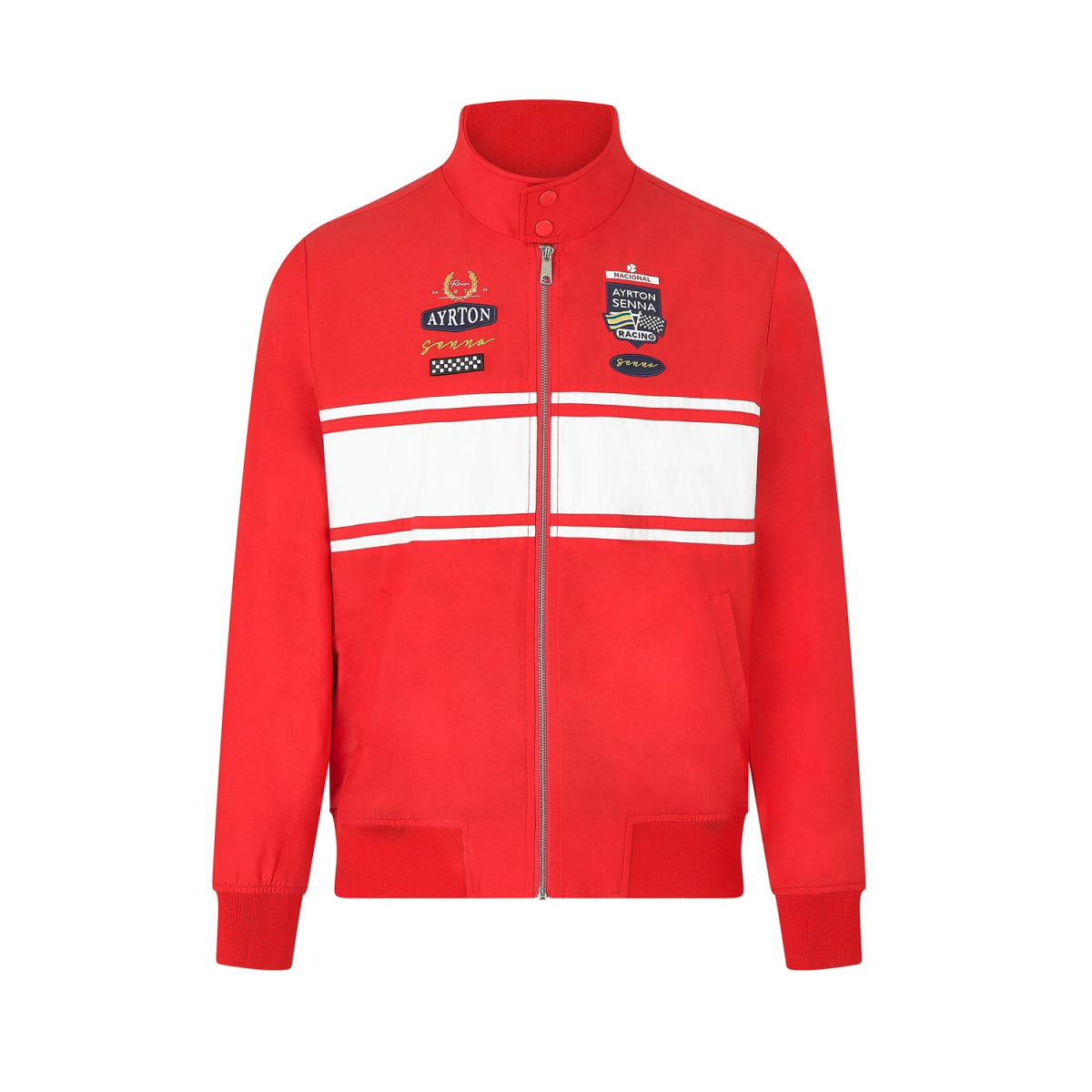 Ayrton Senna pánská bunda Bomber Legacy Patchwork red 2024