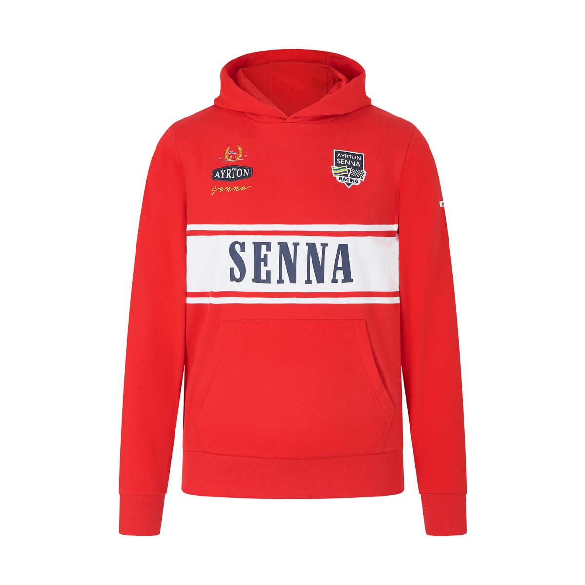 Ayrton Senna pánská mikina s kapucí Legacy Patchwork red 2024