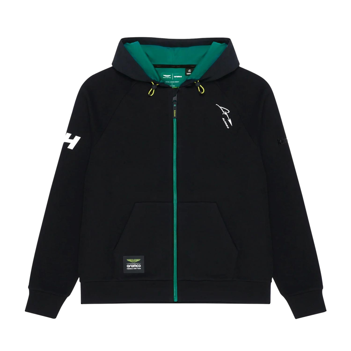 Aston Martin pánská mikina s kapucí Tech Alonso Kimoa black F1 Team 2025