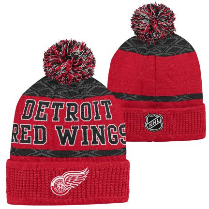 Detroit Red Wings dětská zimní čepice Puck Pattern Cuffed Pom