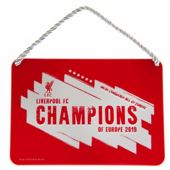 FC Liverpool cedule na zeď Champions Of Europe Bedroom Sign