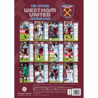 West Ham United kalendář 2020 Team A3