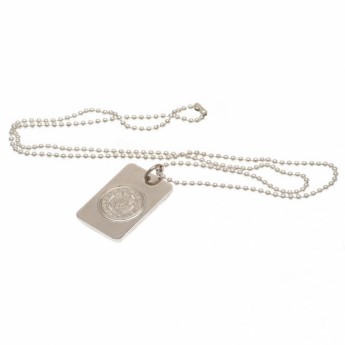 Leicester City řetízek na krk se psí známkou Silver Plated Dog Tag & Chain