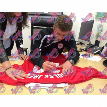 Legendy fotbalový dres Manchester United FC Solskjaer 1999 Signed Shirt