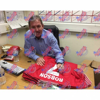 Legendy fotbalový dres Manchester United FC Robson 1985 Signed Shirt