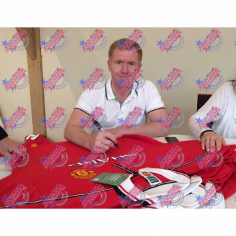 Legendy fotbalový dres Manchester United FC Giggs & Scholes 1999 Signed Shirt