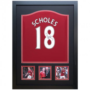 Legendy zarámovaný dres Manchester United FC Scholes 2017-2018 Signed Shirt (Framed)