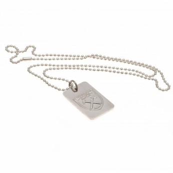 West Ham United řetízek na krk se psí známkou Silver Plated Dog Tag & Chain