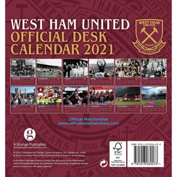 West Ham United stolní kalendář 2021