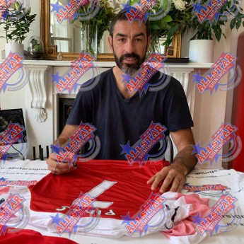 Legendy zarámovaný dres Henry, Bergkamp, Pires and Vieira 2018-19 Signed Shirt (Quad Framed)