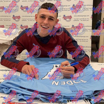 Legendy fotbalový dres Manchester City Foden 2019-2020 Signed Shirt
