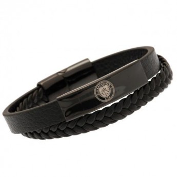 Manchester City kožený náramek Black IP Leather Bracelet