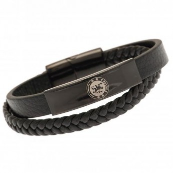 FC Chelsea kožený náramek Black IP Leather Bracelet