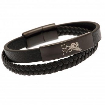 FC Liverpool kožený náramek Black IP Leather Bracelet