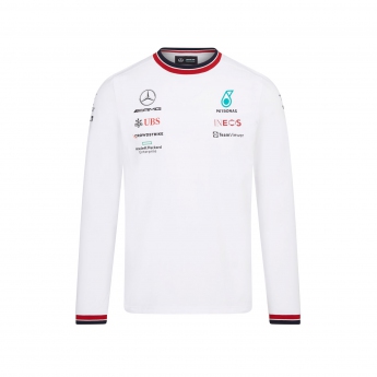 Mercedes AMG Petronas pánské tričko s dlouhým rukávem white F1 Team 2022