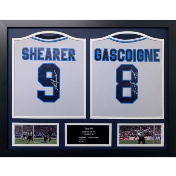 Legendy zarámované dresy England FA 1996 Shearer & Gascoigne Signed Shirts (Dual Framed)