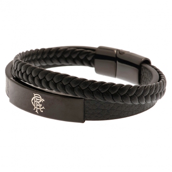 FC Rangers náramek Black IP Leather Bracelet