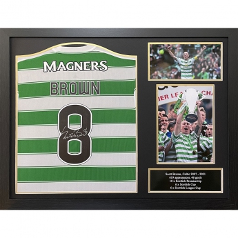 Legendy zarámovaný dres Celtic 2021-22 Brown Signed Shirt (Framed)