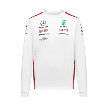 Mercedes AMG Petronas pánské tričko s dlouhým rukávem official white F1 Team 2023
