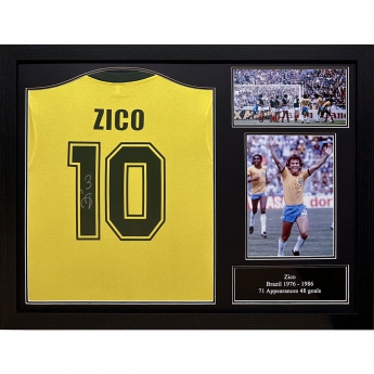 Legendy zarámovaný dres Brasil 1982 Zico Signed Shirt (Framed)