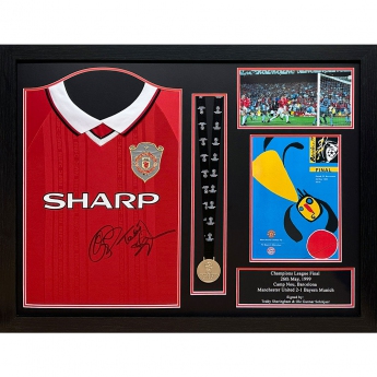 Legendy zarámované dresy Manchester United FC 1999 Solskjaer & Sheringham Signed Shirt & Medal (Framed)