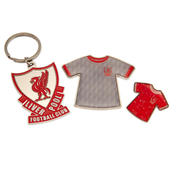 FC Liverpool dárkový set Badge, Keyring and Magnet Set