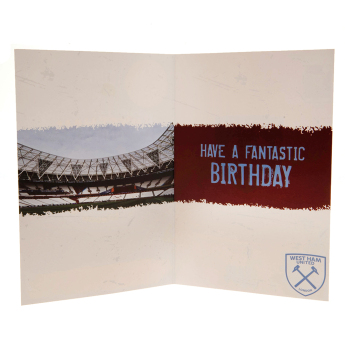 West Ham United narozeninové přání se samolepkami Have a fantastic birthday