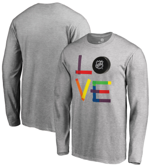 NHL produkty pánské tričko s dlouhým rukávem grey NHL logo Hockey Is For Everyone Love Square