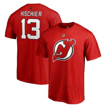 New Jersey Devils pánské tričko red #13 Nico Hischier Stack Logo Name & Number