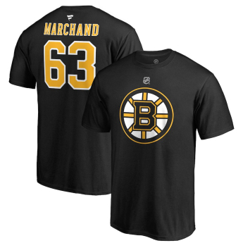 Boston Bruins pánské tričko black #63 Brad Marchand Stack Logo Name & Number
