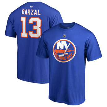 New York Islanders pánské tričko blue Mathew Barzal #13 Stack Logo Name & Number