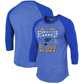 St. Louis Blues pánské tričko s dlouhým rukávem 2019 Stanley Cup Champions The City Never Sleeps Raglan Tri-Blend