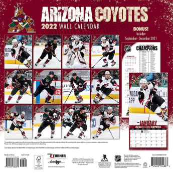 Arizona Coyotes kalendář 2022 wall calendar