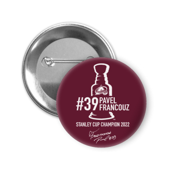 Colorado Avalanche odznak se špendlíkem Pavel Francouz #39 Stanley Cup Champion 2022 red