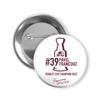 Colorado Avalanche odznak se špendlíkem Pavel Francouz #39 Stanley Cup Champion 2022 white