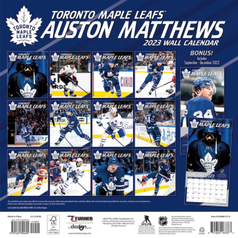 Toronto Maple Leafs kalendář Auston Matthews #34 2023 Wall Calendar