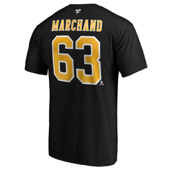 Boston Bruins pánské tričko Brad Marchand #63 Stack Logo Name & Number